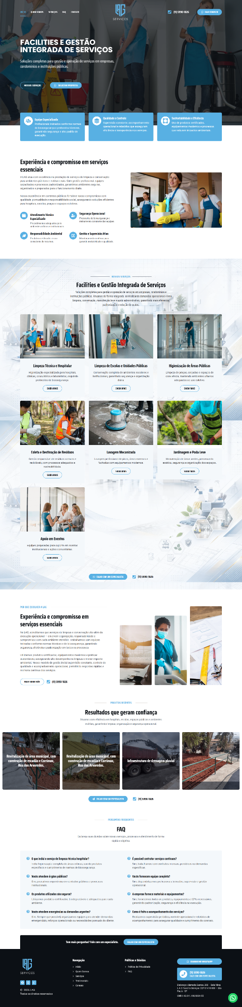 Site desenvolvido para LAG Serviços — Facilities e gestão de serviços