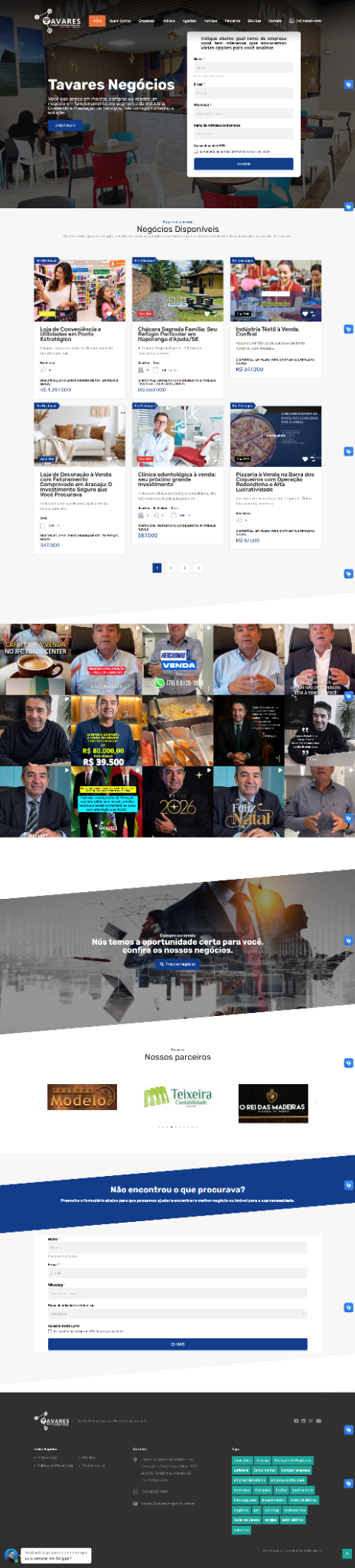 Site desenvolvido para Tavares Negócios — Negócios e consultoria